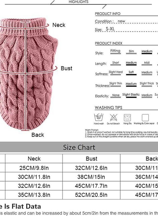 Winmany Pet Dog Turtleneck Knitting Sweater Coat Winter Warmer Thickening Pullover Knitwear Crochet Coat Clothes for Small Medium Large Dog Puppy Cat (L, Grey) - Image 2