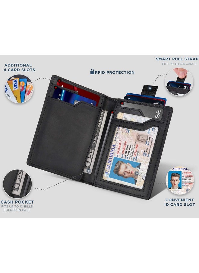 سيرمان براندز محافظ سيرمان للرجال - محفظة جلدية رفيعة، مزودة بخاصية حجب RFID، وجيب أمامي للبطاقات، قابلة للطي، ومناسبة للسفر (أسود فحمي 5.0)  - Image 4