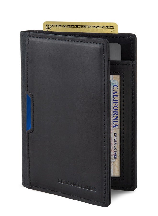 سيرمان براندز محافظ سيرمان للرجال - محفظة جلدية رفيعة، مزودة بخاصية حجب RFID، وجيب أمامي للبطاقات، قابلة للطي، ومناسبة للسفر (أسود فحمي 5.0)  - Image 1