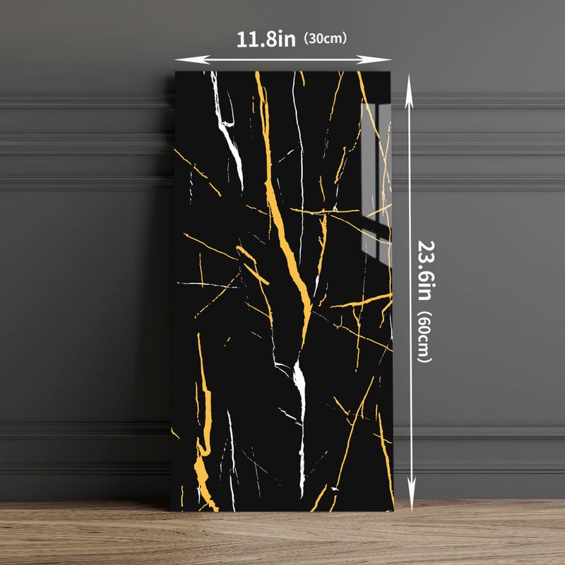 Haimin ألواح حائط هايمين قابلة للإزالة واللصق 10 قطع 23.6x11.8 بوصة (19.4 قدم مربع تغطية) بلاط أسود خفيف الوزن بمظهر الرخام (ليس رخام حقيقي) مثالي للمطابخ والحمامات وغرف المعيشة وغرف النوم - Image 3