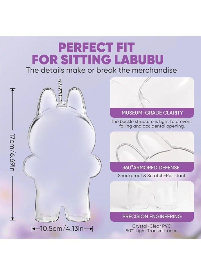 صاروخ فلاير 2 عبوة ، حافظة LABUBU مقاومة للغبار ، علبة عرض شفافة من LABUBU Doll ، حافظة LABUBU مقاومة للخدش (جالسة وواقفة) - Image 3