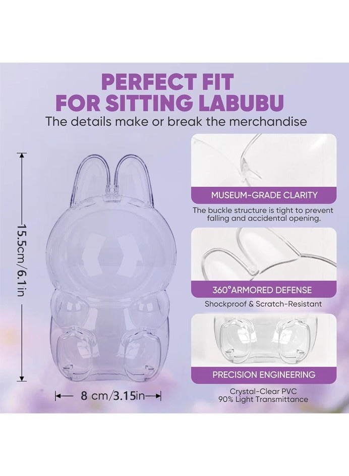 صاروخ فلاير 2 عبوة ، حافظة LABUBU مقاومة للغبار ، علبة عرض شفافة من LABUBU Doll ، حافظة LABUBU مقاومة للخدش (جالسة وواقفة) - Image 4