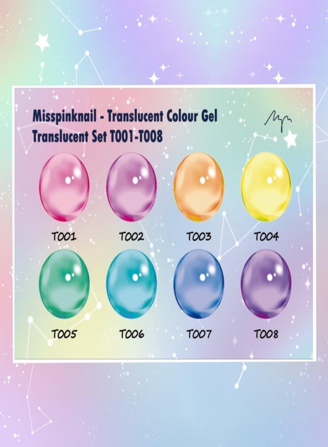 YJMyujimi Translucent jelly Gel T001-008 5g each 8colours DIY at home nail arts summer designs small case with 12 divisions black tube storage - Image 5