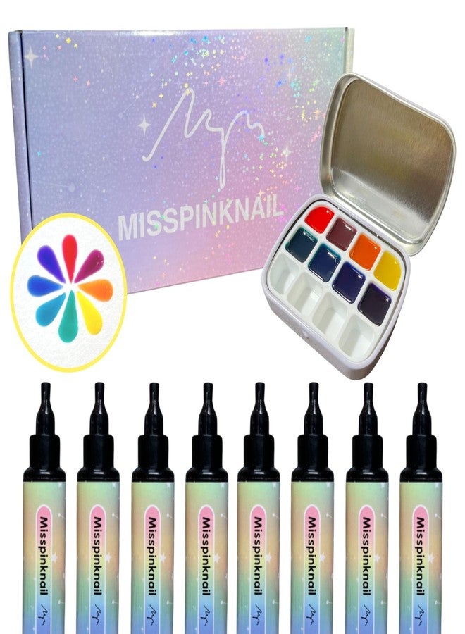 YJMyujimi Translucent jelly Gel T001-008 5g each 8colours DIY at home nail arts summer designs small case with 12 divisions black tube storage - Image 2