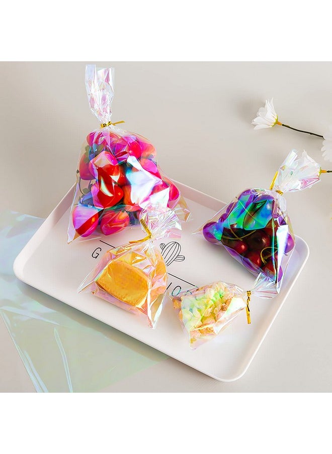 Morepack Valentine'S Day Iridescent Holographic Cellophane Treat Bags4X6 Inch Party Favor Cookie Bags With 5 Colors Twist Ties For Baby Showers Weddings Birthday Party100Pcs  - Image 3