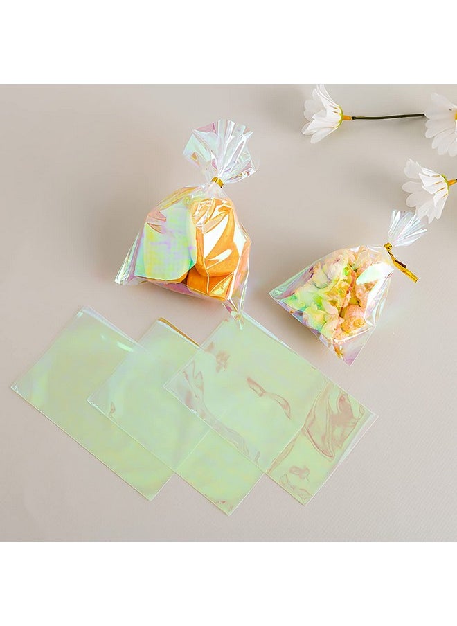 Morepack Valentine'S Day Iridescent Holographic Cellophane Treat Bags4X6 Inch Party Favor Cookie Bags With 5 Colors Twist Ties For Baby Showers Weddings Birthday Party100Pcs  - Image 4