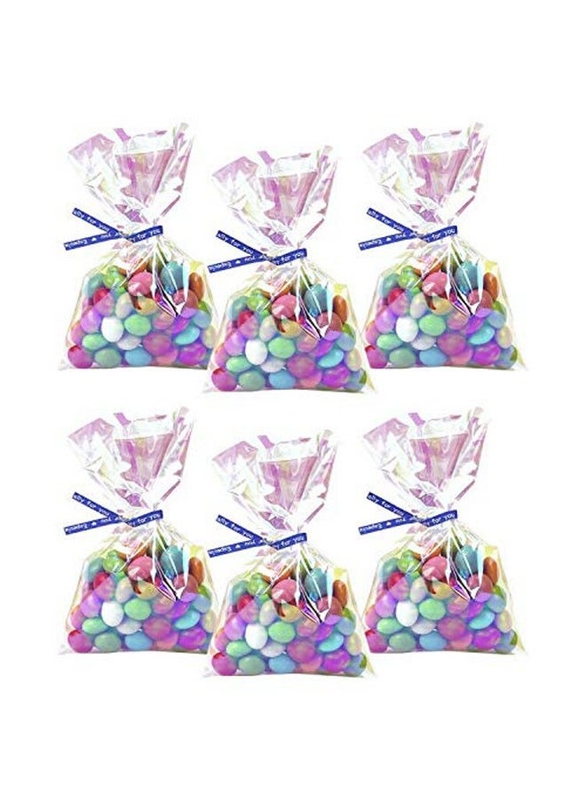 Morepack Valentine'S Day Iridescent Holographic Cellophane Treat Bags4X6 Inch Party Favor Cookie Bags With 5 Colors Twist Ties For Baby Showers Weddings Birthday Party100Pcs  - Image 1