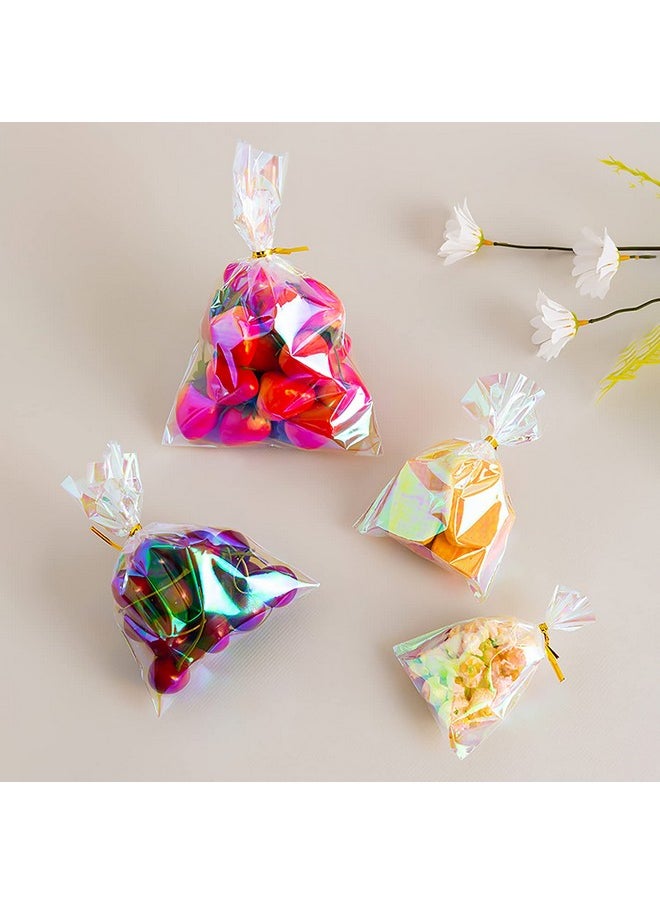 Morepack Valentine'S Day Iridescent Holographic Cellophane Treat Bags4X6 Inch Party Favor Cookie Bags With 5 Colors Twist Ties For Baby Showers Weddings Birthday Party100Pcs  - Image 5