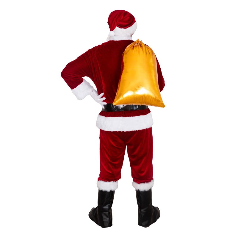 UDYR Christmas Santa Claus Costume Suit for Adult Men Deluxe Flannel Santa Outfit 9PCS (Dark Red) - Image 4