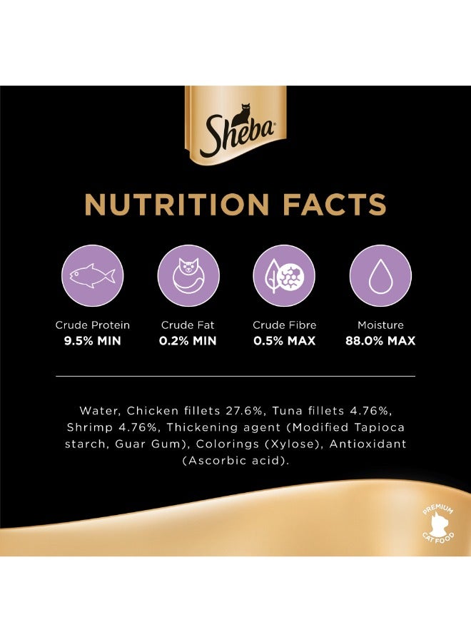 Sheba شرائح دجاج مع روبيان وتونة طعام رطب للقطط - Image 4