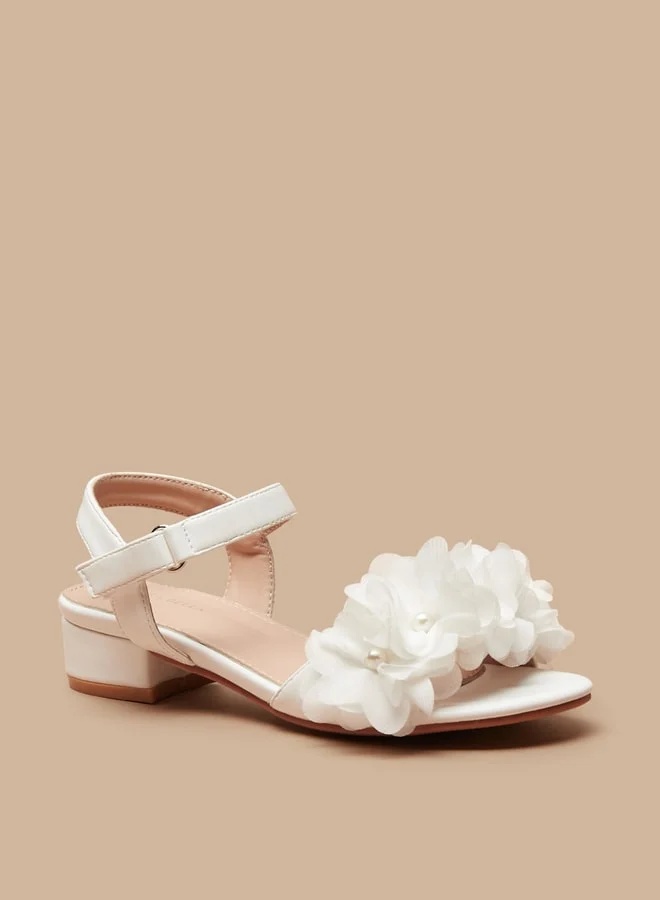 فلورا بيلا من شو إكسبرس Girl's Embellished Strappy Sandals With Hook And Loop Closure Ramadan Collection