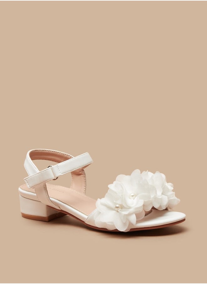 Flora Bella By Shoexpress - Girl's Embellished Strappy Sandals With Hook And Loop Closure Ramadan Collection - Image 1