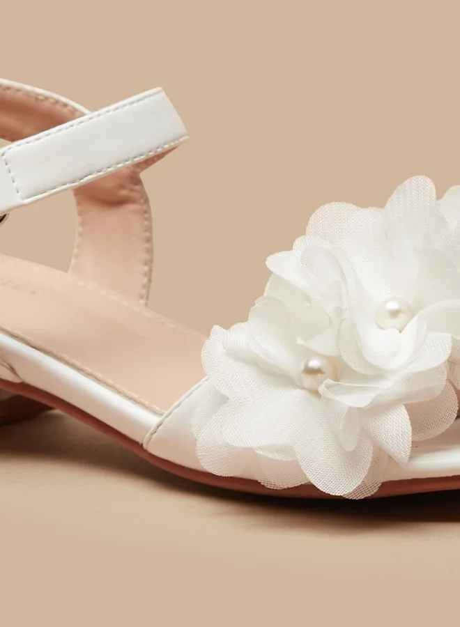 فلورا بيلا من شو إكسبرس Girl's Embellished Strappy Sandals With Hook And Loop Closure Ramadan Collection