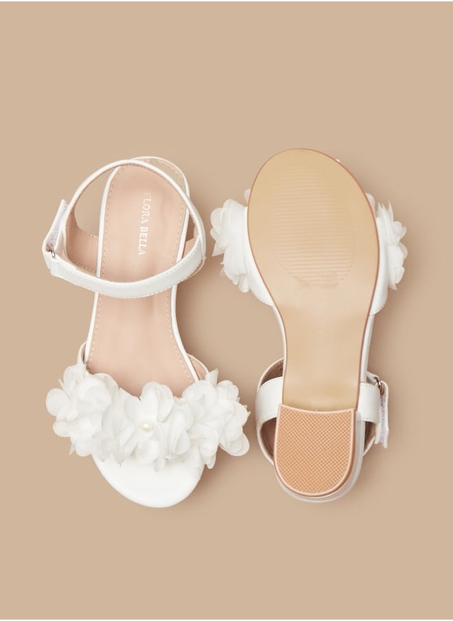 Flora Bella By Shoexpress - Girl's Embellished Strappy Sandals With Hook And Loop Closure Ramadan Collection - Image 1