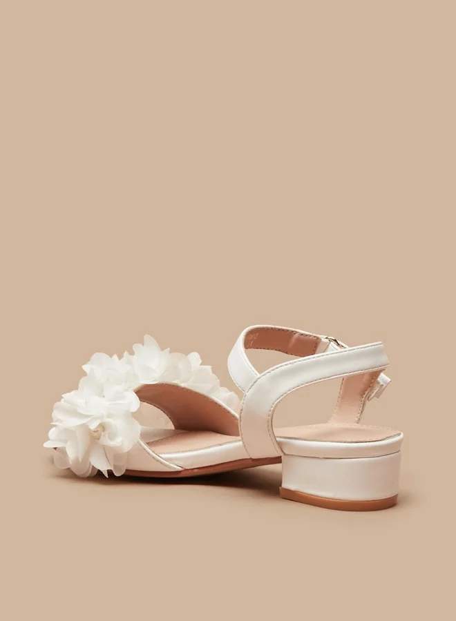 فلورا بيلا من شو إكسبرس Girl's Embellished Strappy Sandals With Hook And Loop Closure Ramadan Collection