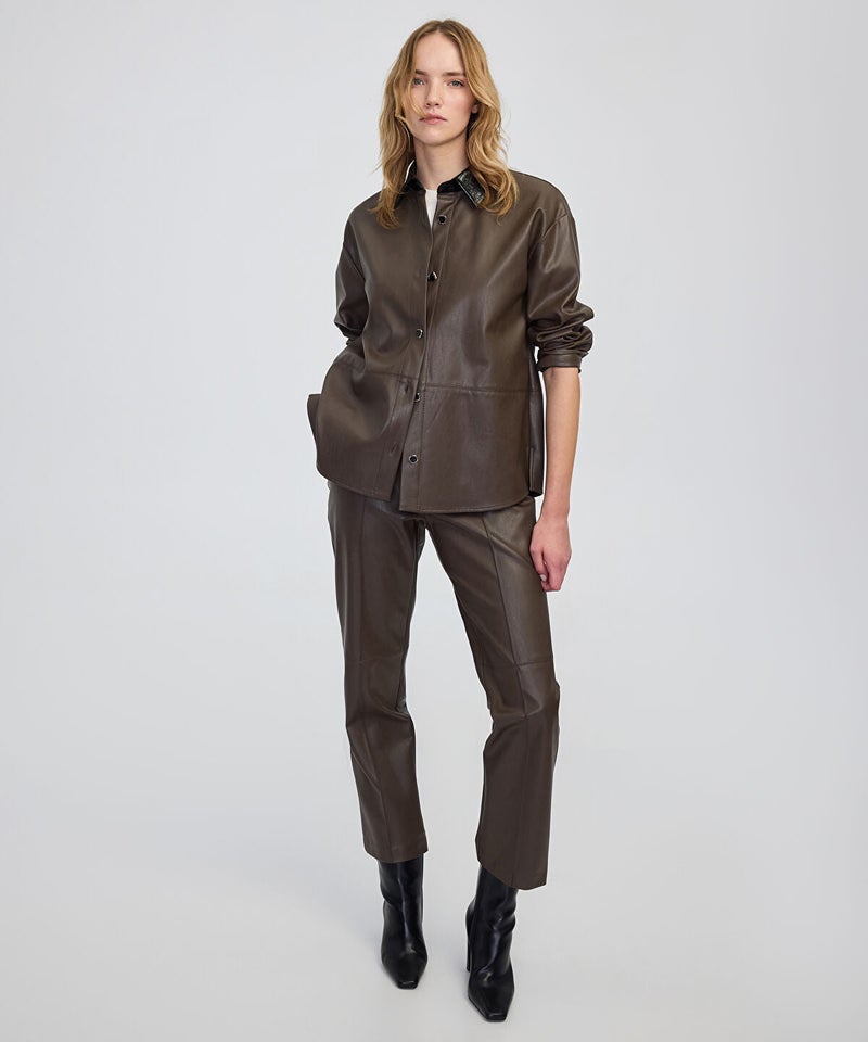 Ipekyol Leather-Effect Straight-Leg Trousers - Image 1