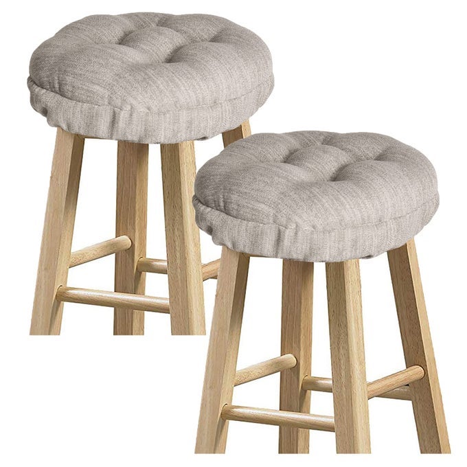 SET OF 2 STOOL COVERS ROUND SUPER SOFT ROUND BAR STOOL CUSHION COVERS SEAT CUSHION 2 CUSHIONS ONLY BEIGE12 30CM