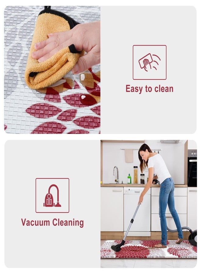 Collive Anti Fatigue Kitchen Mats for Floor 2PCS,17"x47"+17"x29" Farmhouse Kitchen Rugs Non Slip Rubber Backing,Waterproof Cushioned Standing Mat for Office,Laundry,Sink,Desk,Red - Image 5