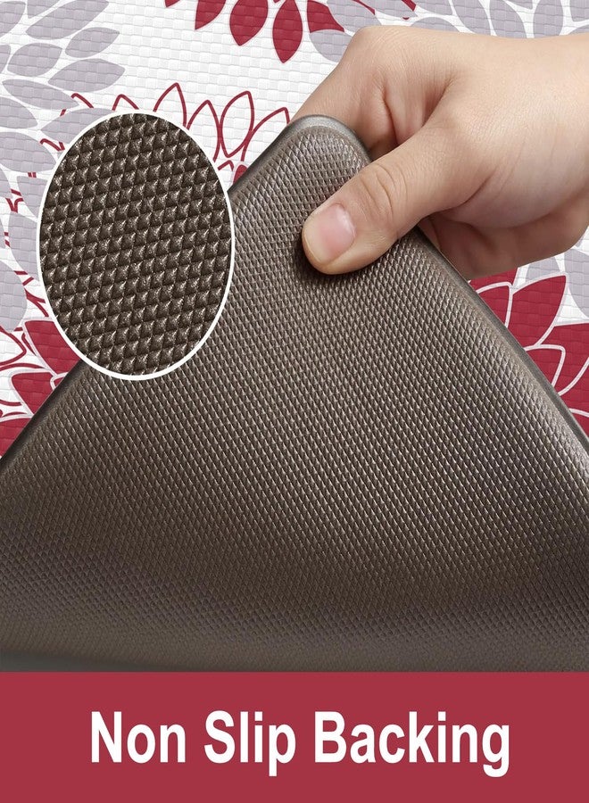 Collive Anti Fatigue Kitchen Mats for Floor 2PCS,17"x47"+17"x29" Farmhouse Kitchen Rugs Non Slip Rubber Backing,Waterproof Cushioned Standing Mat for Office,Laundry,Sink,Desk,Red - Image 4