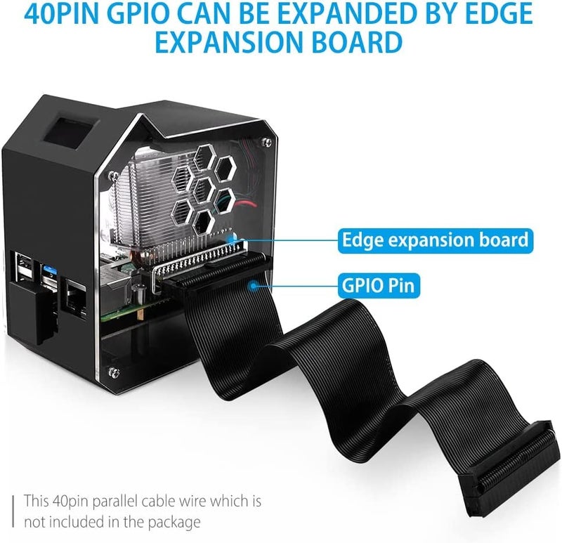 REES52 Acrylonitrile Butadiene Styrene Raspberry Pi Mini Tower Nas Kit,Raspberry Pi Ice Tower Cooler With Pwm Rgb Fan,M.2 Sata Ssd Expansion Board,Gpio 1 To 2 Expansion Board 4 Model B - Image 5