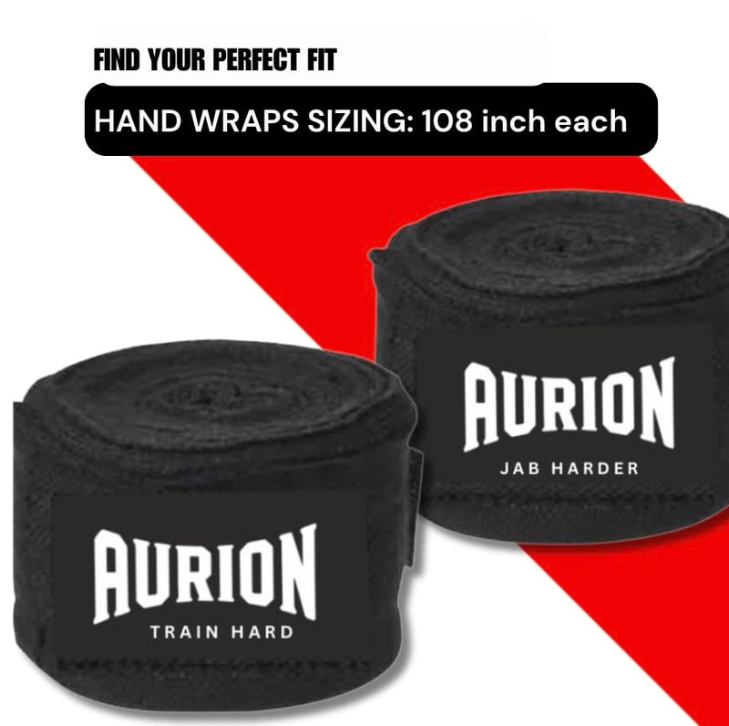AURION by 10Club Boxing Wrap - 108-Inch Black Boxing Wraps for Men, Hand Wrap for Boxing Training, 108-Inch Boxing Hand Wraps for Men, Durable and Comfortable Black Wraps - Image 2