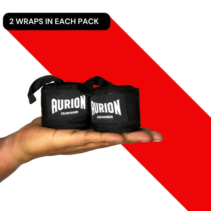 AURION by 10Club Boxing Wrap - 108-Inch Black Boxing Wraps for Men, Hand Wrap for Boxing Training, 108-Inch Boxing Hand Wraps for Men, Durable and Comfortable Black Wraps - Image 3
