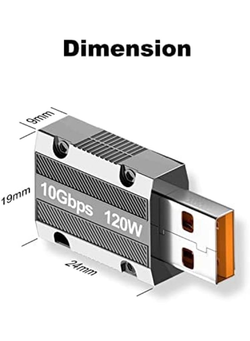 Luckam USB C to USB adapter, 2Pcs Zinc Alloy Shell Super Fast Charge 120W Converter, USB 3.0 Male to USB Type C Female Converter for Apple Watch, iPad, iPhone, AirPods, PC, Laptop, Charger, etc - Image 3