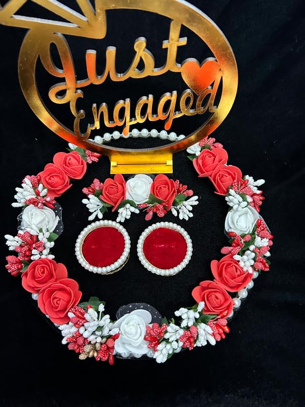 Mridang Wood Engagement Ring Tray Ring Holder PlatterRed Black - Image 3