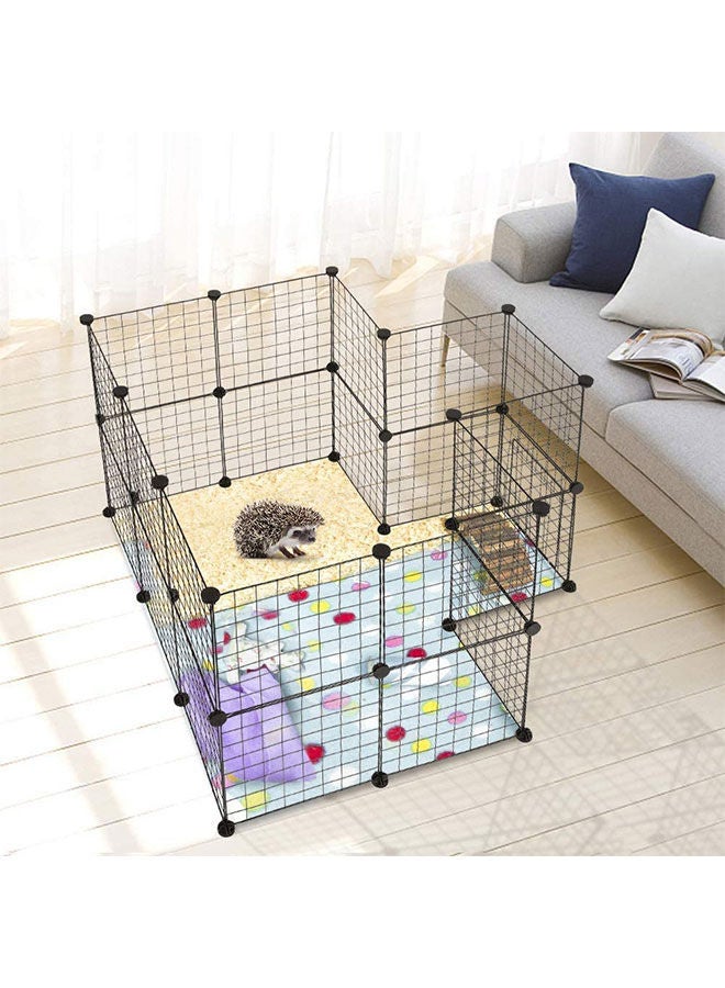 قلم لعب للحيوانات الصغيرة قابل للحمل قفص جرو معدني بشبكة مع باب ورابط كابل للتمرين الداخلي والخارجي