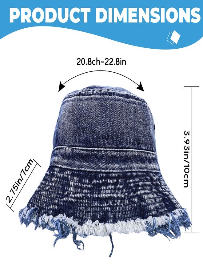 Busnos Denim Bucket Hats for Women Denim Cowboy Hats Boonie Hat for Men Trendy Cute Bucket Hat Foldable Brim Beach Cap Black Wide Brim Caps - Image 2