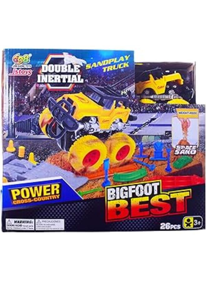 سيارة بيج فوت ذات العجلات المزدوجة – صفراء (26 قطعة)