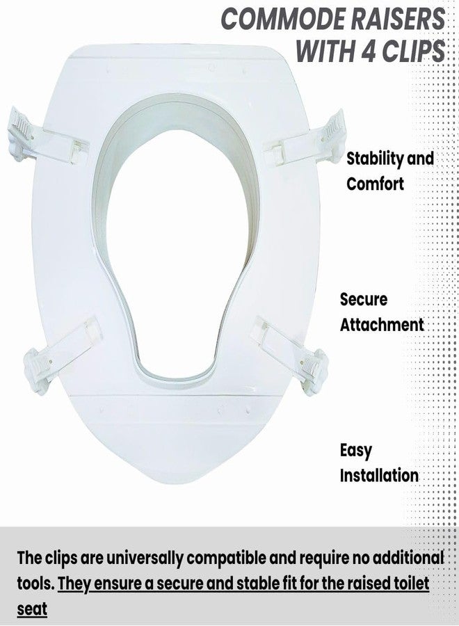 Madison commode elevator 4 inch with 4 Clips | premium toilet seat raiser with spider grips | Commod Raiser | Raised Toilet Seat | Commod Height Elevator Seat, toilet raiser seat With 5 Year Warranty. - Image 3