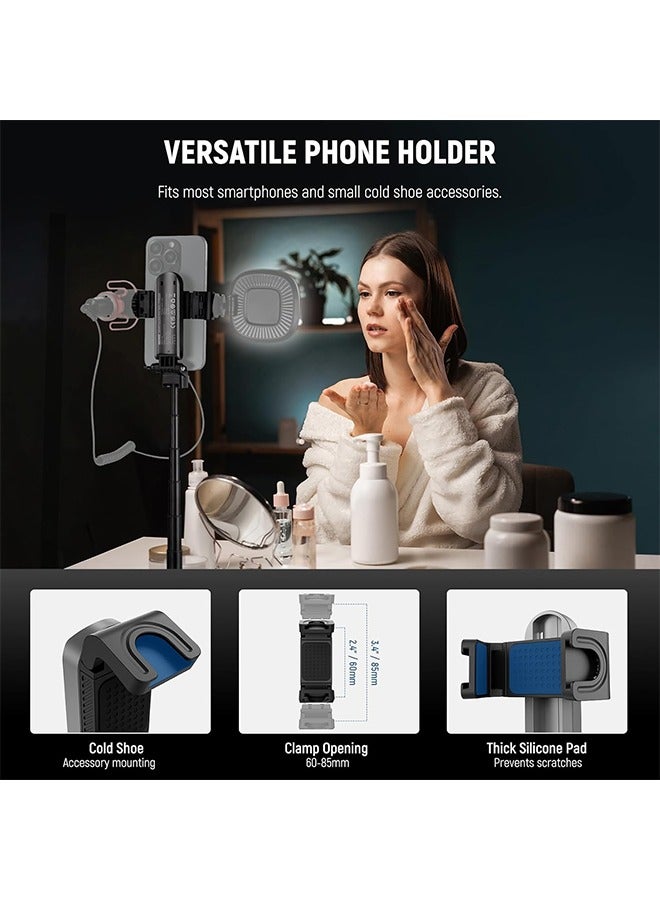 NEEWER Selfie Stick with Detachable Bluetooth Remote Shutter, Lightweight Foldable Travel Tripod for iPhone, 360° Phone Holder Cold Shoe for YouTube/TikTok Vlogs Live Streaming Photography, Black - Image 5