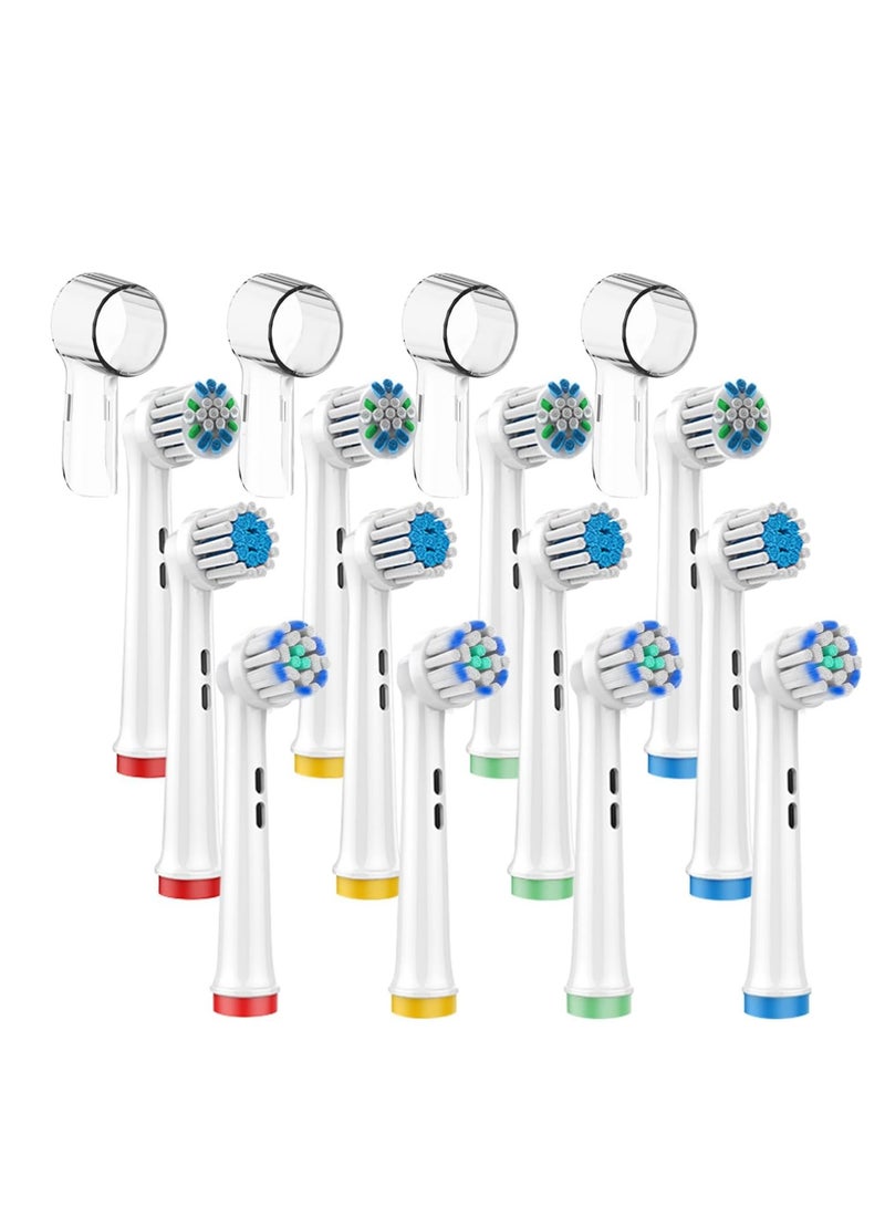 Adando Electric Toothbrush Replacement Heads 12 Pack - Compatible with Oral-B Braun - 4 Cleaning + 4 Deep Cleaning + 4 Soft Brushes, Medium - Image 1