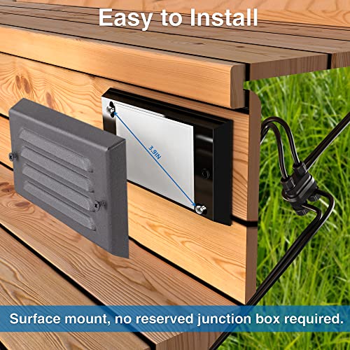 SUNVIE Low Voltage Step Lights Outdoor 5W LED Stair Lights with Horizontal Louver Faceplate Deck Lights for Steps Stairs Fences 12V 3000K 3.2FT ETL Listed Wire, Fastlock2 Connectors Included, 12 Pack - Image 3