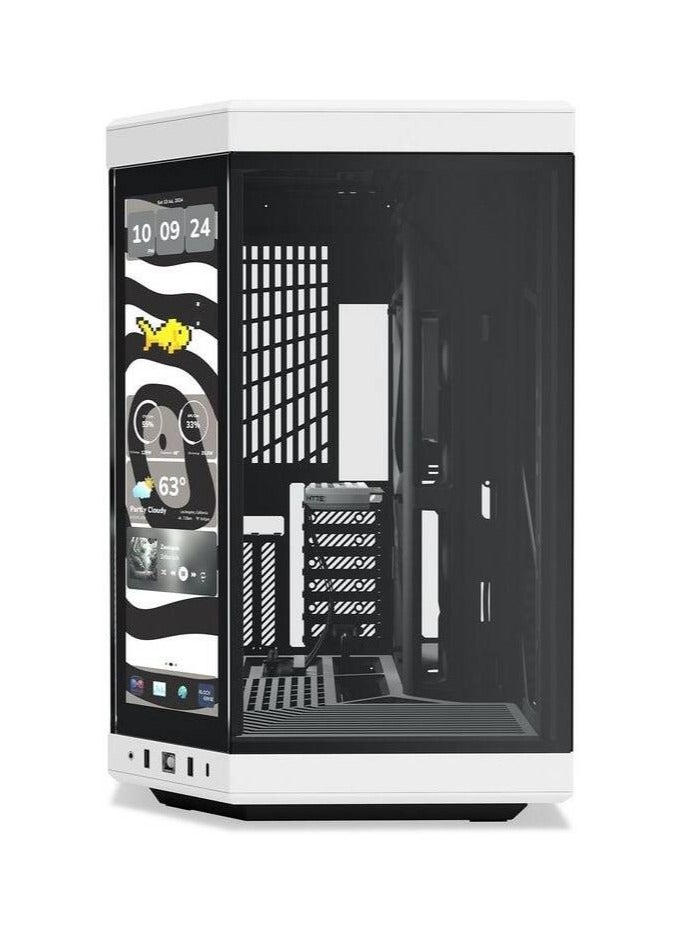 HYTE Y70 Touch Infinite TTi Mid-Tower ATX Case, 14.9″ 2.5K Touchscreen, Panoramic Tempered Glass, Vertical GPU Support, PCIe 4.0 Riser, Dual-Chamber, ATX/mATX/ITX, 360mm Radiator Support, USB-C 3.2 Gen2, White-Black | CS-HYTE-Y70TI-WB  - Image 2