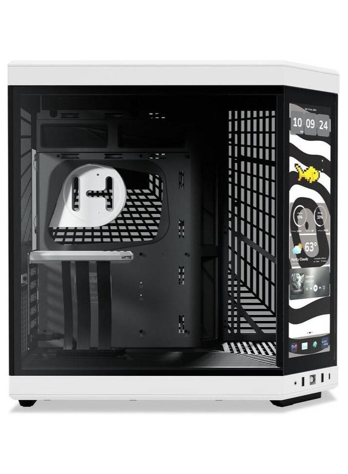 HYTE Y70 Touch Infinite TTi Mid-Tower ATX Case, 14.9″ 2.5K Touchscreen, Panoramic Tempered Glass, Vertical GPU Support, PCIe 4.0 Riser, Dual-Chamber, ATX/mATX/ITX, 360mm Radiator Support, USB-C 3.2 Gen2, White-Black | CS-HYTE-Y70TI-WB  - Image 3