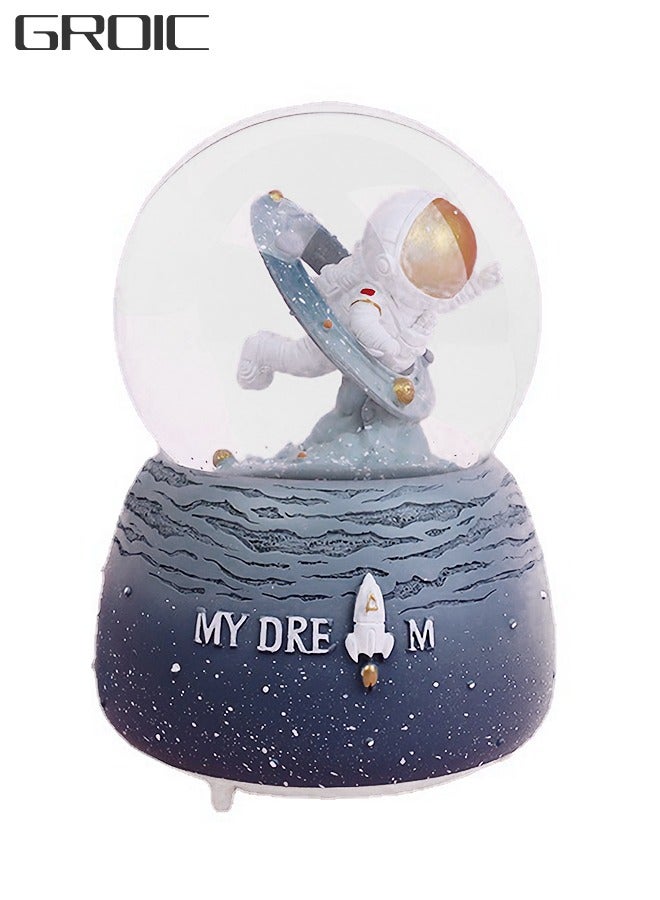 GROIC Astronaut Crystal Ball Music Box, with Led Lamp Stand, Snowflakes Falling Great Gifts, Educational Toys, Home Office Decor  - Image 1