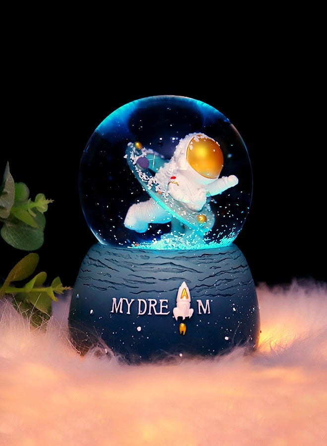 GROIC Astronaut Crystal Ball Music Box, with Led Lamp Stand, Snowflakes Falling Great Gifts, Educational Toys, Home Office Decor  - Image 2