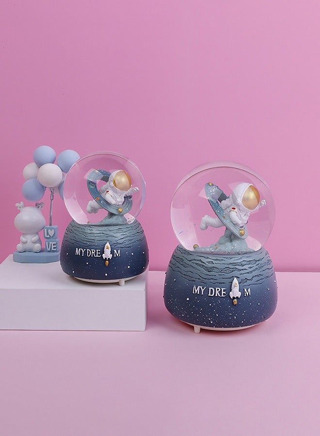 GROIC Astronaut Crystal Ball Music Box, with Led Lamp Stand, Snowflakes Falling Great Gifts, Educational Toys, Home Office Decor  - Image 3