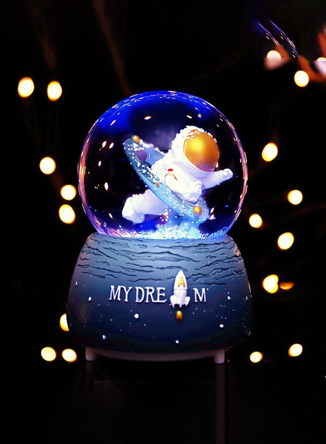 GROIC Astronaut Crystal Ball Music Box, with Led Lamp Stand, Snowflakes Falling Great Gifts, Educational Toys, Home Office Decor  - Image 4