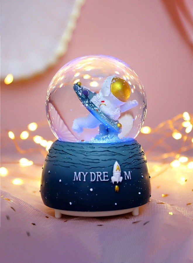 GROIC Astronaut Crystal Ball Music Box, with Led Lamp Stand, Snowflakes Falling Great Gifts, Educational Toys, Home Office Decor  - Image 5