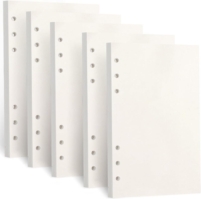 Toplive A6 Refill Paper, [5 Pack] 100GSM Thick Refillable Blank Paper 6 Hole Filler Inserts Loose Leaf Paper 225 Sheets (450 Pages) for 6 Ring Binder Journal Notebook - Image 1
