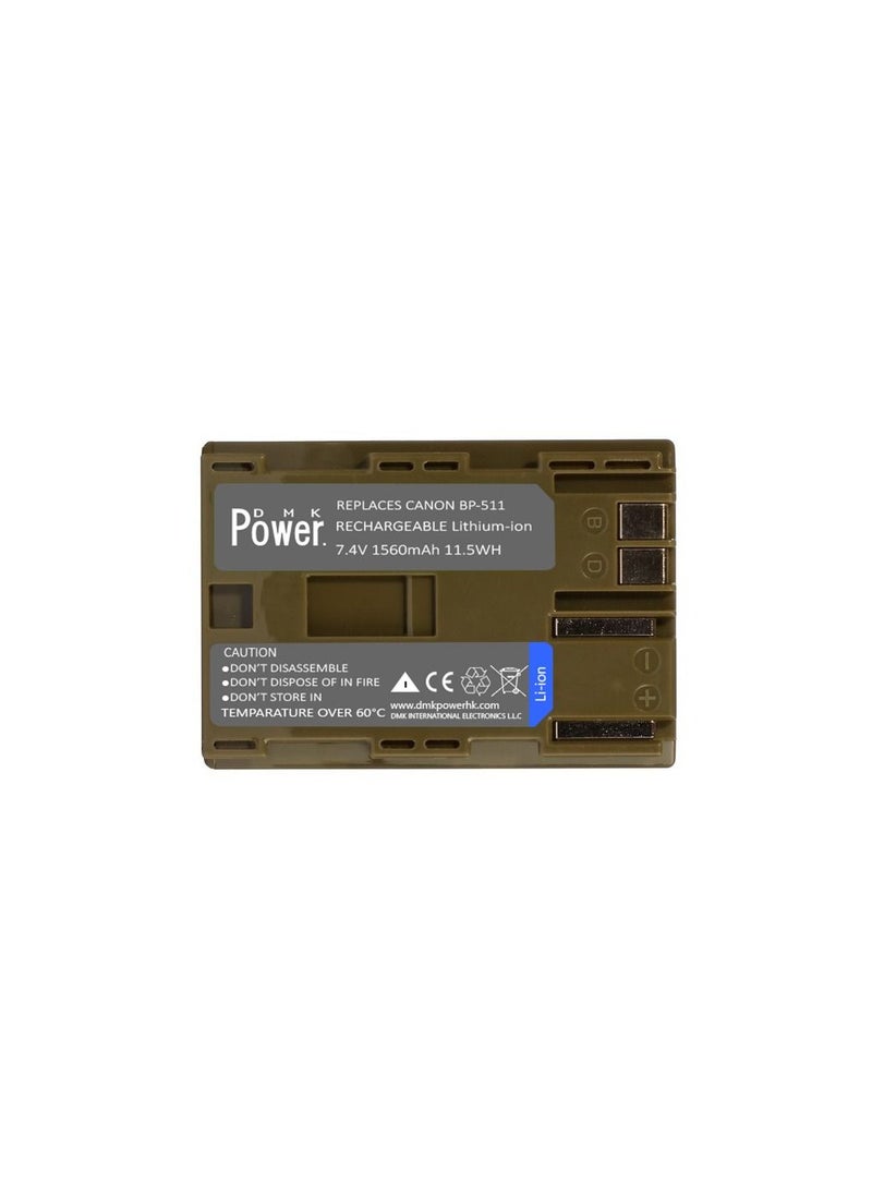 DMK Power - DMK Power BP-511 (1560mAh)Battery Compatible with Canon EOS 5D, 50D, 40D, 20D, etc. - Image 1