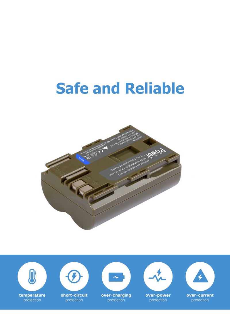 DMK Power - DMK Power BP-511 (1560mAh)Battery Compatible with Canon EOS 5D, 50D, 40D, 20D, etc. - Image 1