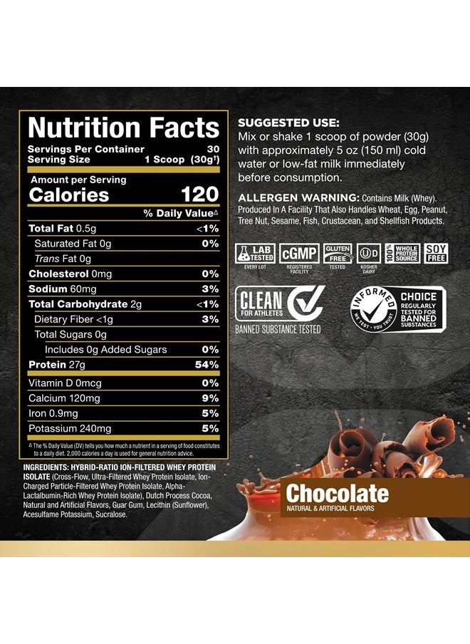 AllMax Nutrition ALLMAX ISOFLEX Whey Protein Isolate, Chocolate - 2 lb - 27 Grams of Protein Per Scoop - Zero Fat & Sugar - 99% Lactose Free - Gluten Free & Soy Free - Approx. 30 Servings  - Image 2