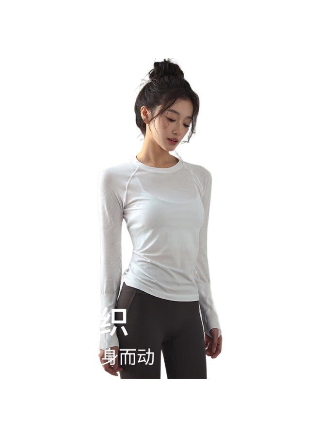Liberal Yoga Wear For Women, Slim-Fit, Slimming, High-Elasticity, Round Neck, Long-Sleeve Sports Top, Running Training Quick-Dry Fitness Wear, Spring And Autumn Season - Image 3