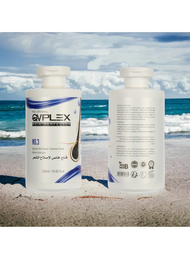 QVPLEX THE ORIGINAL HAIR PERFECTOR NO.3 Special Hair Repair Treatment Mask Before Shampoo 320 ml / 10.82 fl.oz. - Image 4