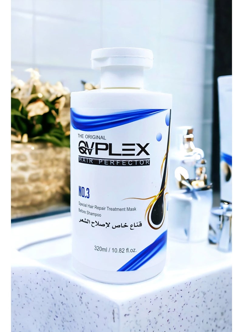 QVPLEX THE ORIGINAL HAIR PERFECTOR NO.3 Special Hair Repair Treatment Mask Before Shampoo 320 ml / 10.82 fl.oz. - Image 3