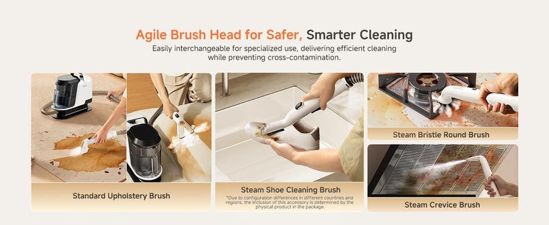 يووانت منظف ​​السجاد بالبخار UWANT Y100، بخار بدرجة حرارة 100 مئوية، ماء ساخن بدرجة حرارة 60 مئوية، قوة شفط 18500 باسكال، منظف محمول للسجاد والمفروشات، مناسب للأرائك والسيارات والمطابخ، يزيل البقع الصعبة، ضمان لمدة عام واحد - Image 5